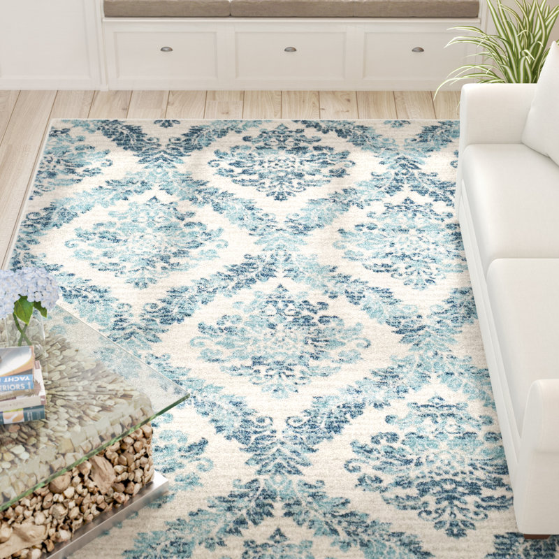 Delana Traditional Faded Oriental Dark Blue/Teal Area Rug & Reviews Birch Lane